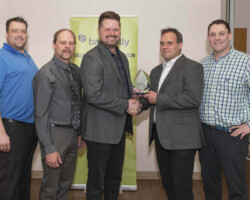 Peoples' Choice Award Credence Construction accepts the Peoples' Choice Award from Yorkton Chamber President Marty Sveinbjornson