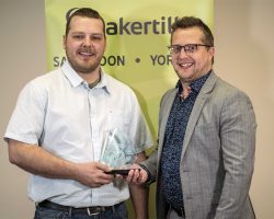 Young Entrepreneur – Leighton Hull: Leighton Hull of Anything Trackhoe Construction accepts the Young Entrepreneur Award, sponsored by TD and presented by Ian Hack.