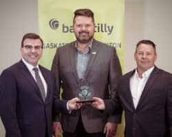 Community Merit Community Merit – Ice Fishing for Charity: On behalf of SaskTel, Greg Ottenbreit – MLA Yorkton , presented a Community Merit Award to Ice Fishing for Chairty organized by Credence Construction. Accepting the Award were Dustin Brears and Charlie Downs.