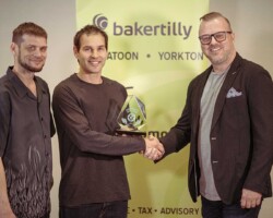 Ag Production Ag Production – S & D Solonenko Farms Ltd: Devin and Cortney Solonenko, S & D Solonenko Farms Ltd, accept the Ag Production Award sponsored by Maple Ag & Outdoor and presented by Cam Mehling.