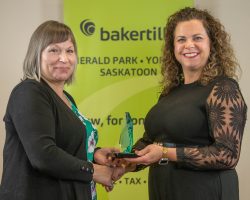 Kendra Busch, Chair of Community Futures Ventures presented the Woman Entrepreneur Award to Kristin Weber of Extravadance Studio.